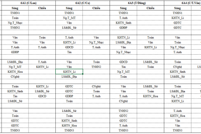 THỜI KHÓA BIỂU SỐ 02 – ÁP DỤNG TỪ NGÀY 10/11/2025